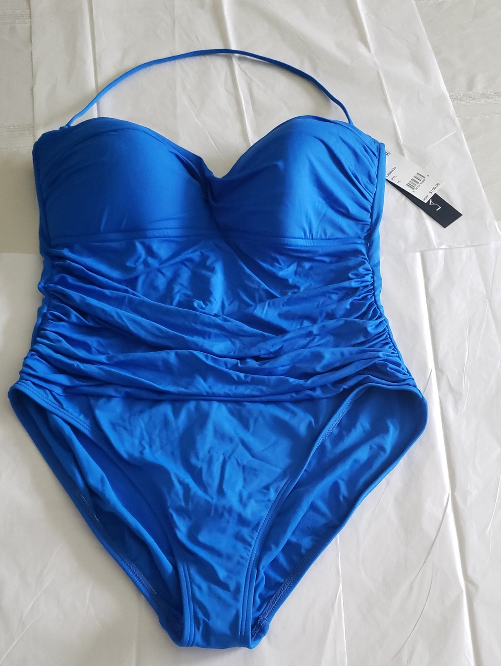 La Blanca NEW Bandeau One Piece Convertible Draped Tummy Women's 16 - Picture 2 of 12